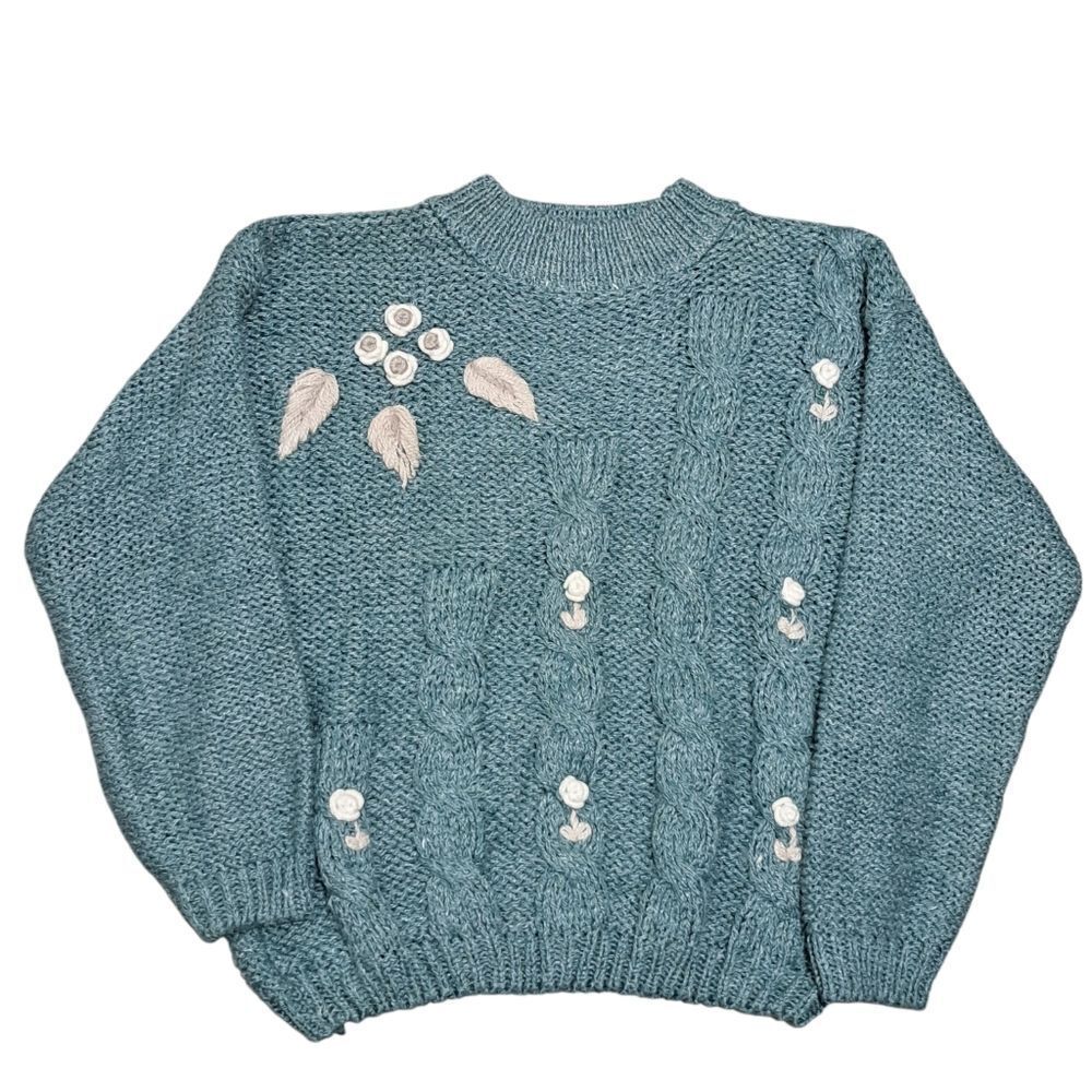 Vintage Shenanigans Hand Knitted Sweater Crochet Y2K Grannycore Preppy Medium